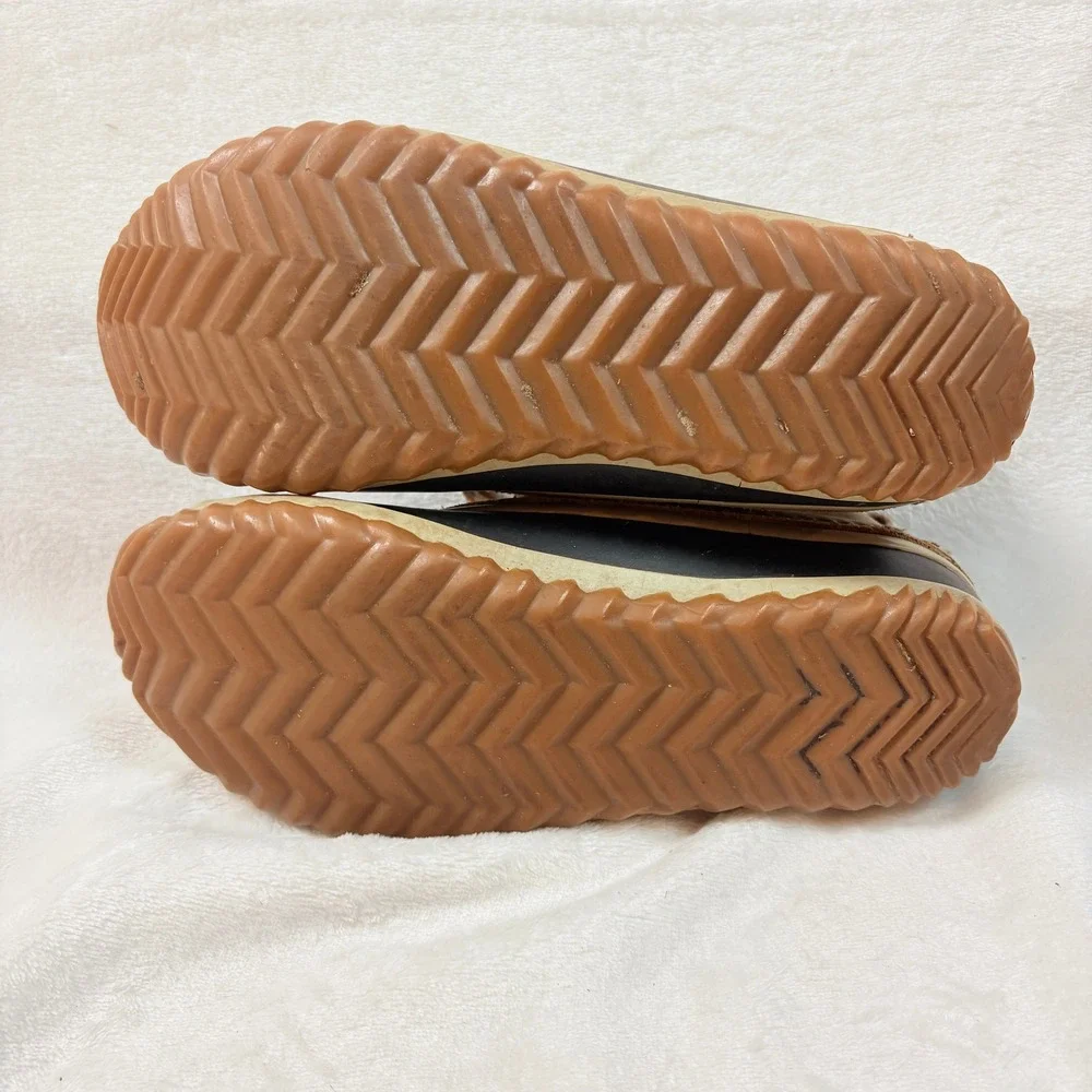 Sorel Out N About Waterproof Leather Duck Boots‎ Women Sz 8.5 Tan Black Ankle